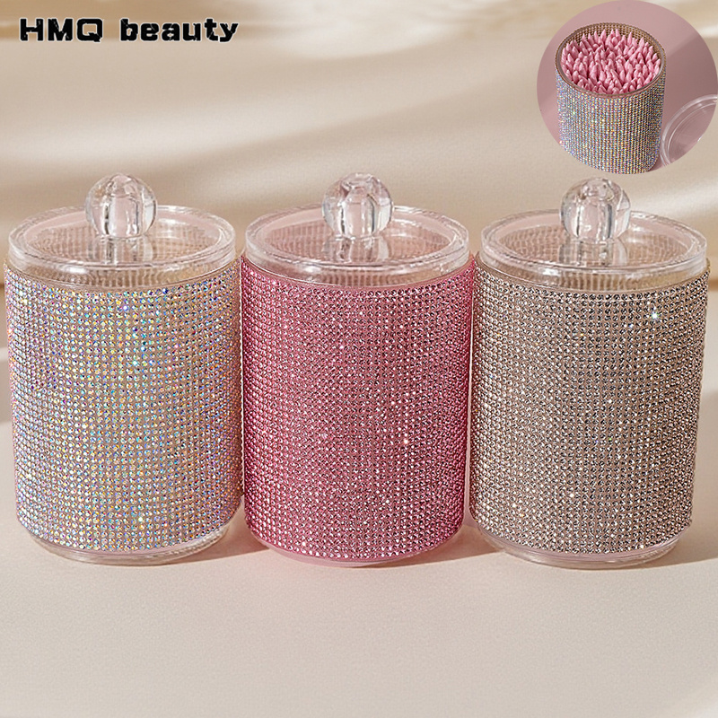 Luxury Skincare Containers - Lüks Elmas Pamuklu Çubuk Saklama Kutusu