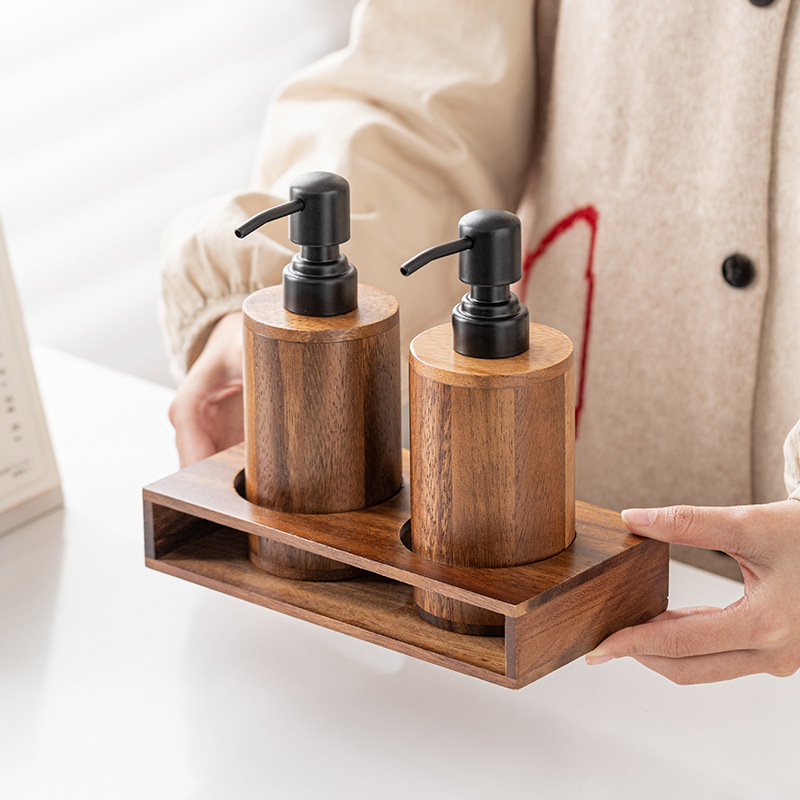 Luxury Skincare Tray - Ceviz ağacından pres tipi boş şişeleri