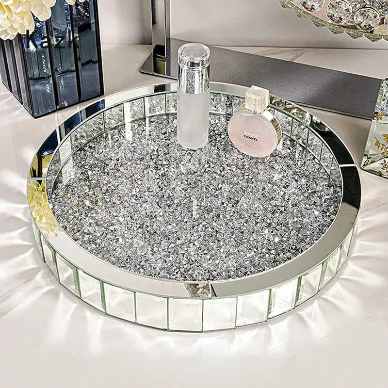 Luxury Skincare Tray - Lüks Elmas Kakma Cam Depolama Tepsileri